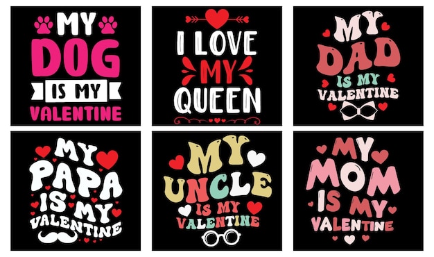 Valentinstag t-shirt design bundle. valentinstag vektorgrafiken. typografie zum valentinstag