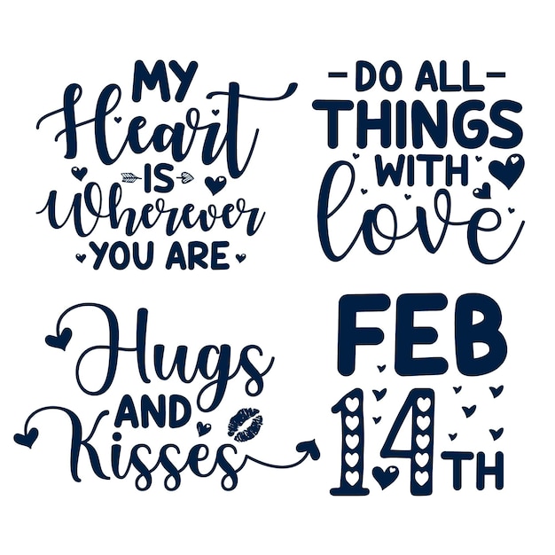 Valentinstag-typografie-set zitiert t-shirt-design