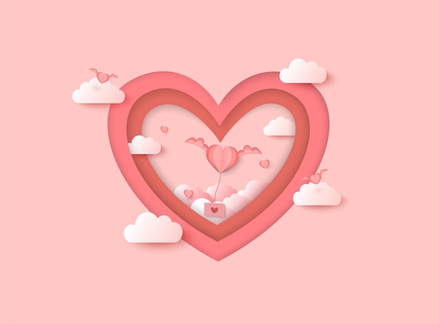Valentinstag vektor hintergrund mit rosa herzform