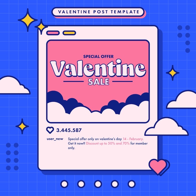 Valentinstag-verkaufsfahnenhintergrund im flachen design