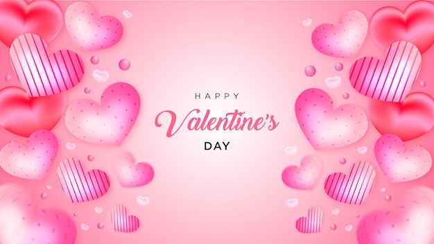 Valentinstag viele süße Herz realistischen Stil Hintergrund oder Banner Premium Vektor