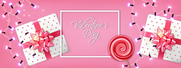 Valentinstaggeschenkkästen und Lichtgirlande