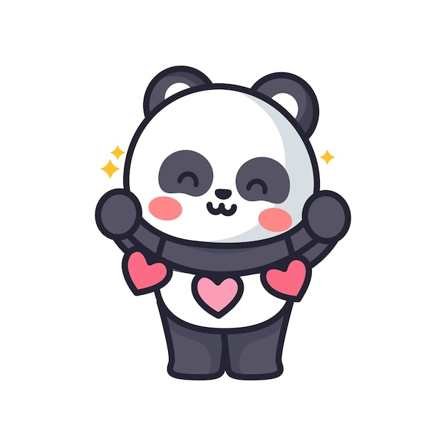 Valentinstagillustration mit kawaii panda