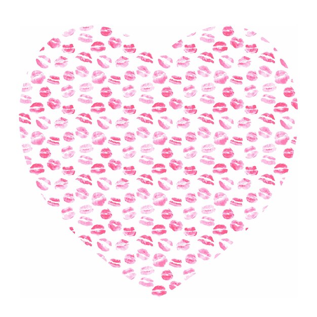 Valentinstagskarte kuss herz lippendrucke vektorillustration in form eines herzens dekorative karte für die hochzeit.