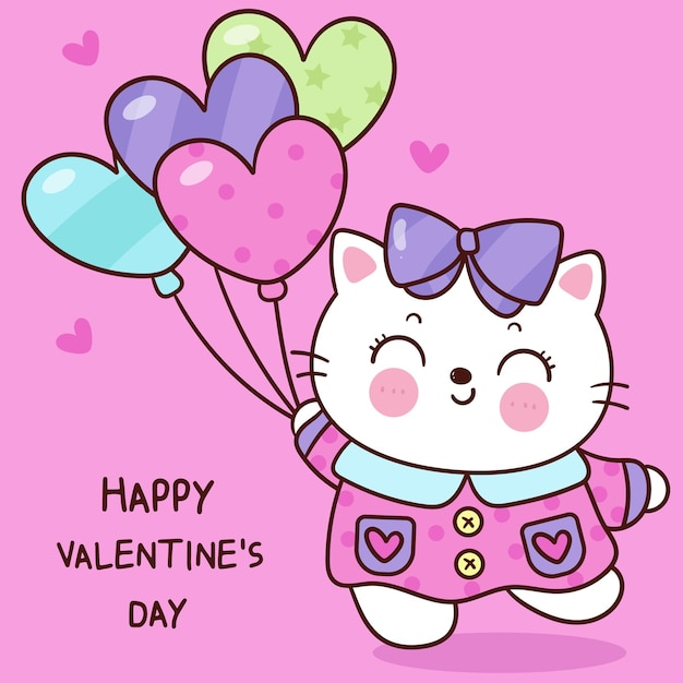 Valentinstagskatte süßes cartoon-kätzchen spielt serie liebesfestival kawaii