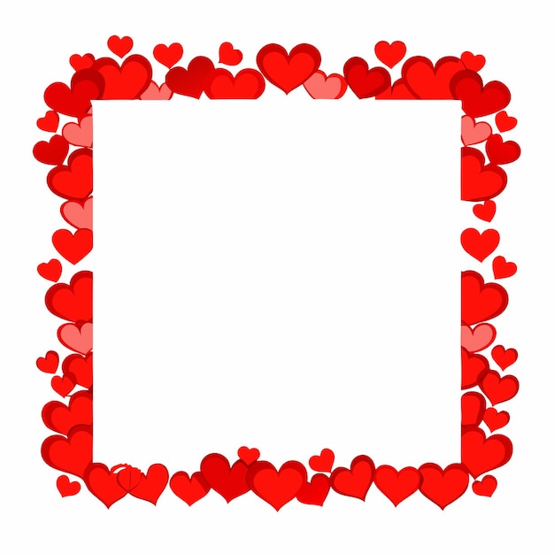 Valentinstagsthema mit kleinen roten Herzen um den Rahmen herum 14