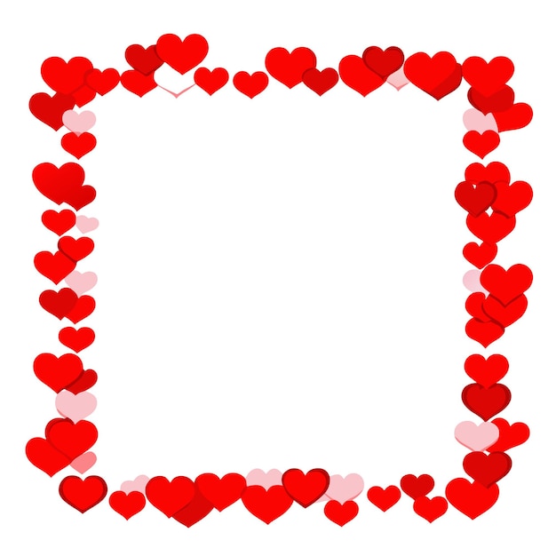 Valentinstagsthema mit kleinen roten Herzen um den Rahmen herum 23