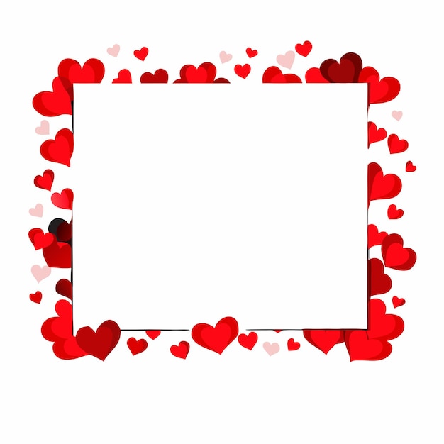 Valentinstagsthema mit kleinen roten Herzen um den Rahmen herum 2