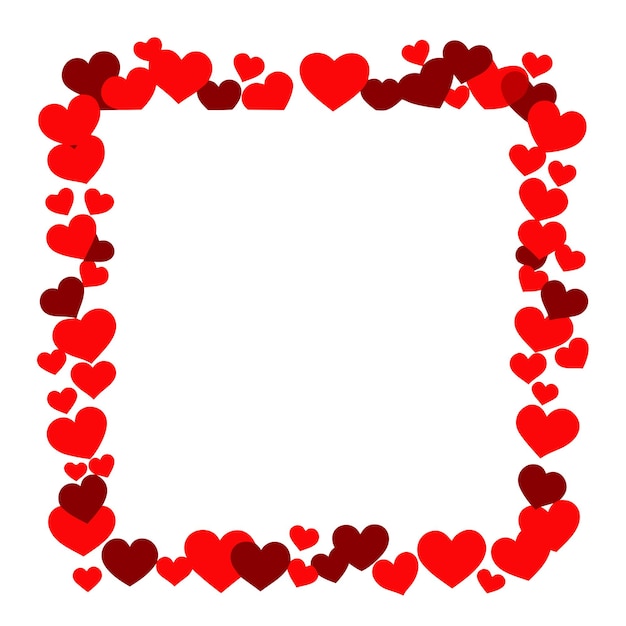 Valentinstagsthema mit kleinen roten Herzen um den Rahmen herum 4