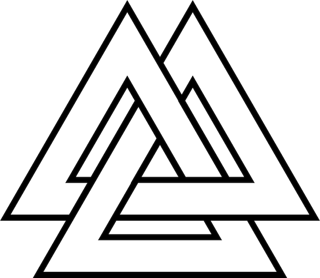Vektor valknut-symbol, dreieckslogo, wikingerzeit-symbol, keltisches knoten-tattoo