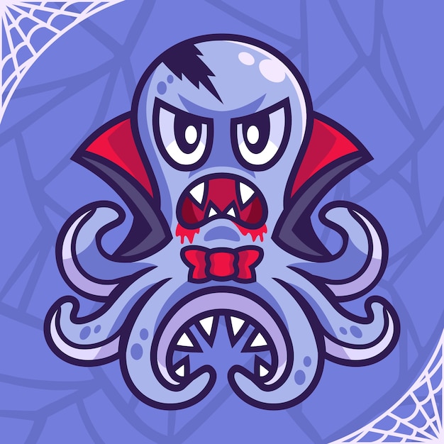 Vampir octopus halloween zeichentrickfigur