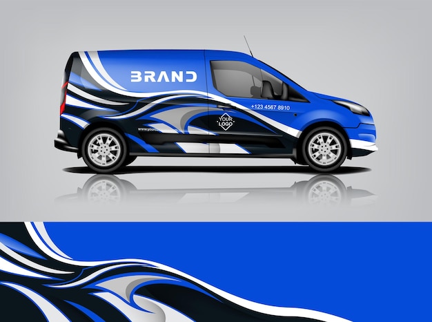 Vektor van-wrap-design wrap-aufkleber- und aufkleber-design für unternehmen vektorformat eps10 dekal a1