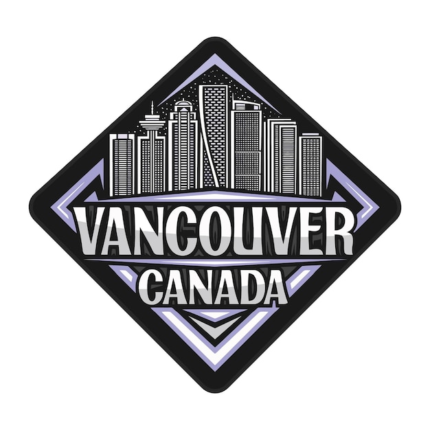 Vancouver skyline wahrzeichen flagge aufkleber emblem abzeichen reise souvenir illustration