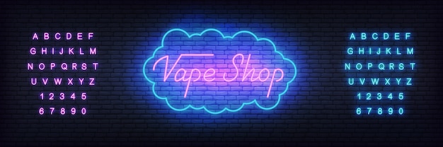 Vape shop neon schriftzug vorlage.