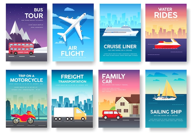 Variationen des transports travel leisure infografiken