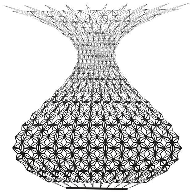 Vase-Netzform Hexagon-Gitterstruktur Geometrisches schwarzes Objekt Vektor-Gitterform