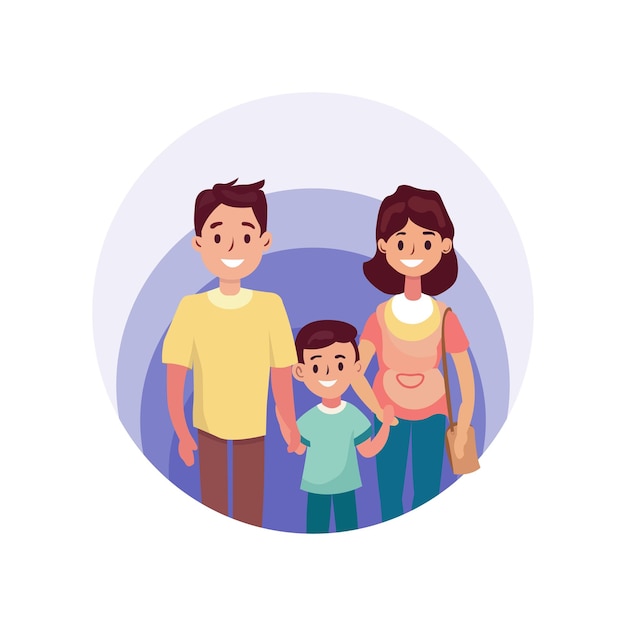 Vater-Mutter-Sohn-Familienvektorillustration