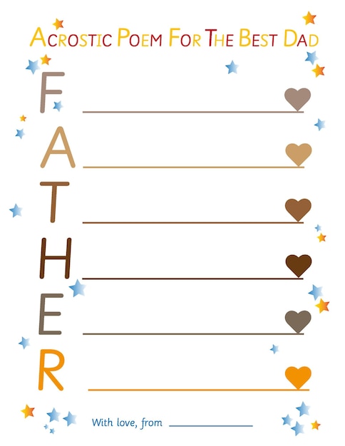 Vektor vatertagsgeschenk akrostichon gedicht für den besten papa im minimalistischen stil papa geschenk kinderhandschrift