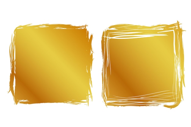 Vector 2 hand draw streak sketch golden square frame für ihr elementdesign, isoliert auf weiß