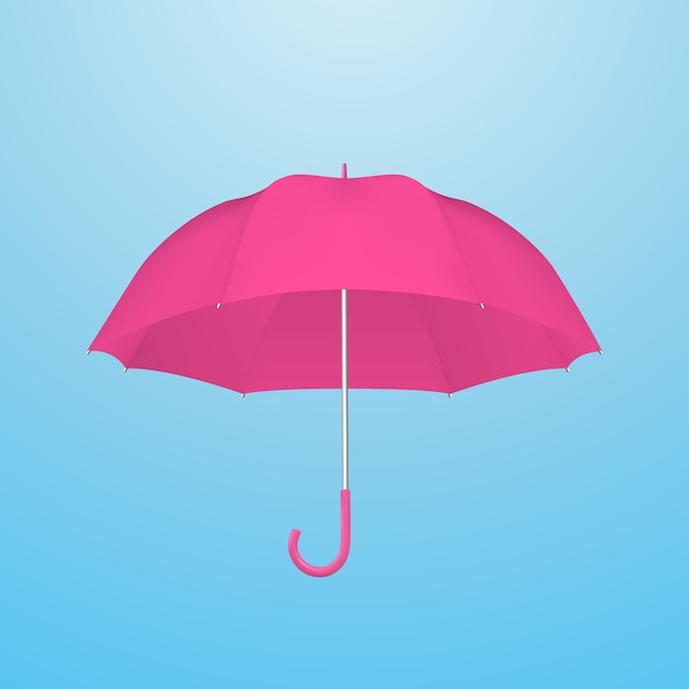 Vector 3d realistic render pink blank umbrella on blue sky background design template of opened parasol for mockup branding advertise etc. freedom weather concept vorderansicht