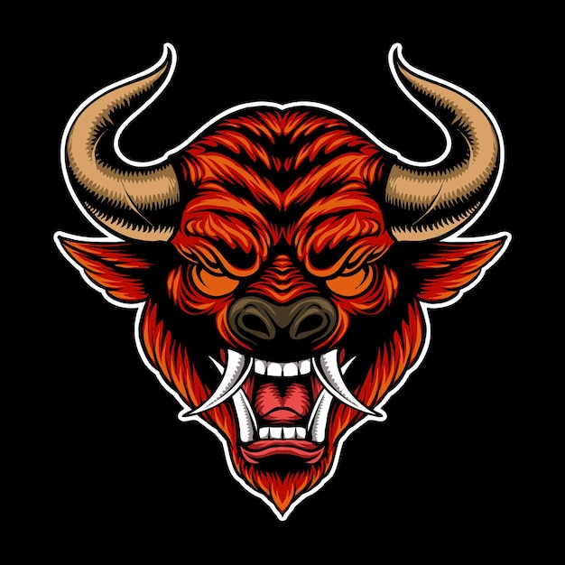 Vector Angry Red Bull Maskottchen-Logo-Illustrations-Design