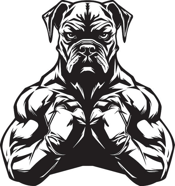 Vektor vector artistry enthüllt boxer hund maskottchen logo athletische energie schwarzer boxer hund icon in vector