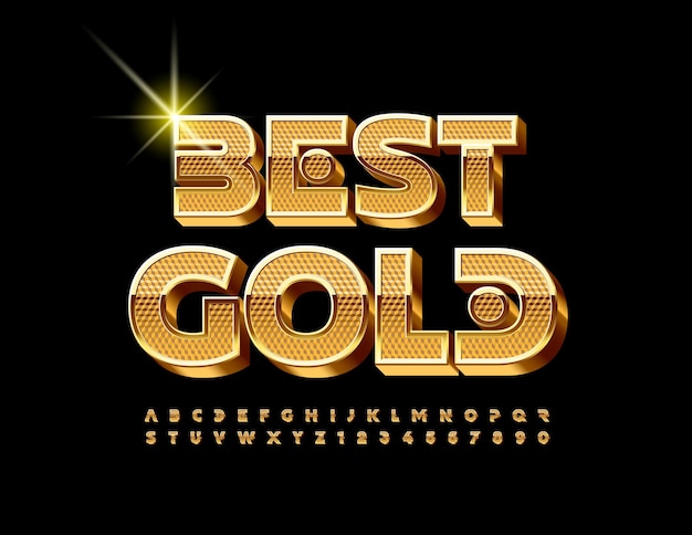 Vector best gold font luxus alphabet buchstaben und zahlen gesetzt