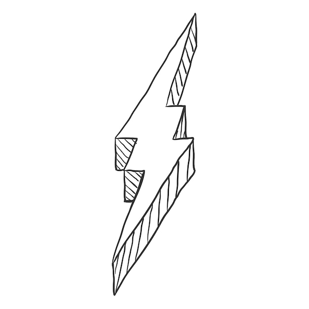 Vektor vector black sketch thunderbolt-symbol auf weißem hintergrund