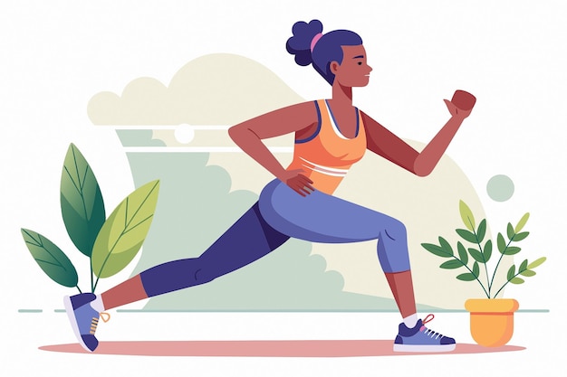 Vector Curtsy Lunge mit seitlicher Erhöhung Übung Clipart