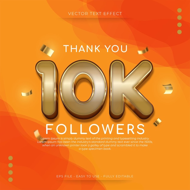 Vector dankt Ihnen für 10.000 Social-Media-Follower mit goldenem Konfetti und gelbem Hintergrund