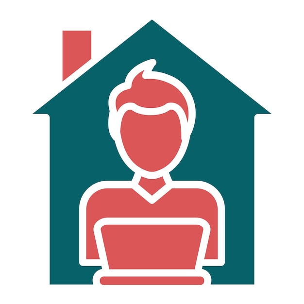 Vector Design Man arbeitet zu Hause Icon Style