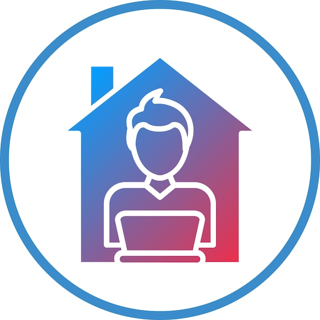 Vector Design Man arbeitet zu Hause Icon Style