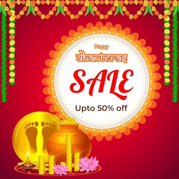 Vector Dhantera Sale Banner indisches Festival