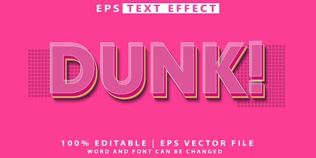 Vektor vector dunk 3d-text-stil-effekt-vorlage mit premium