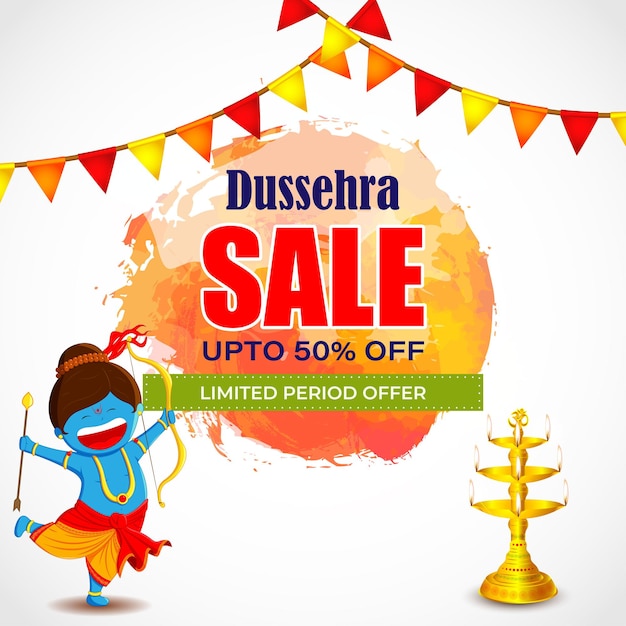 Vector dussehra sale banner indisches festivalangebot