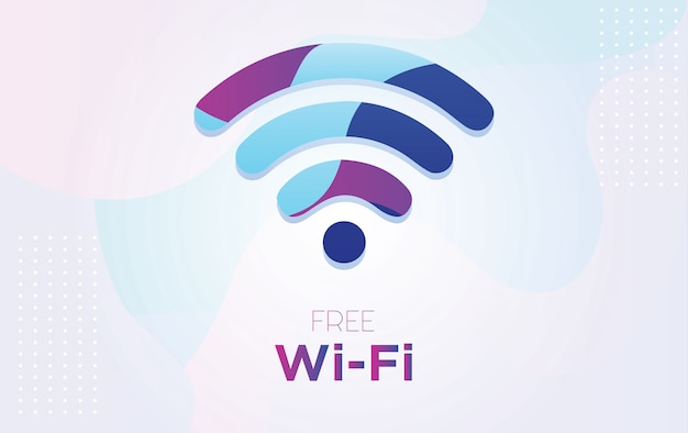 Vector freies wifi Symbol mit dynamischem strukturiertem Hintergrund in der Art 3D mit blauer und purpurroter Farbe