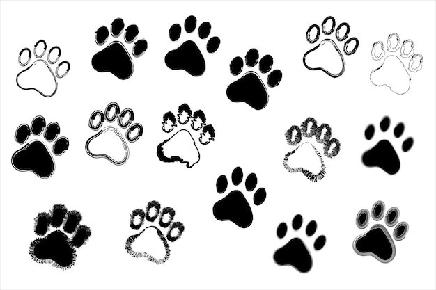 Vector-Grunge-Prints für Hunde- und Katzenpfoten-Kollektion