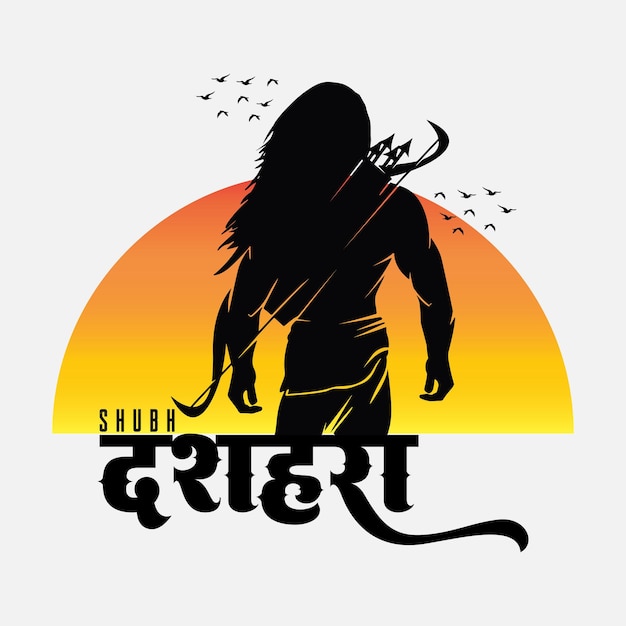 Vector happy dussehra und vijyadashmi social-media-beitrag in hindi-kalligrafie