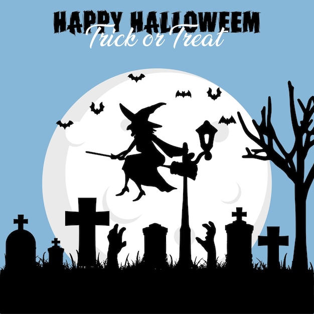 Vector happy halloween illutration in den sozialen medien