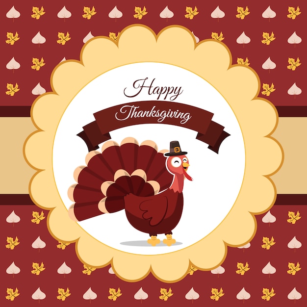 Vector illustration der glücklichen thanksgiving-truthahn