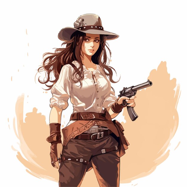 Vektor vector_illustration_of_western_girl_with_revolve