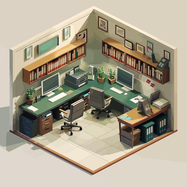 Vektor vector_isometric_low_poly_office