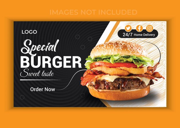 Vector lecker burger und und essen menü restaurant sie röhre thumbnail design