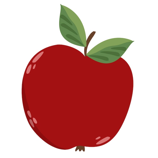 Vector lokalisierte Illustration des roten süßen Apfels mit dem Blatt, das auf weißem Hintergrund lokalisiert wird.