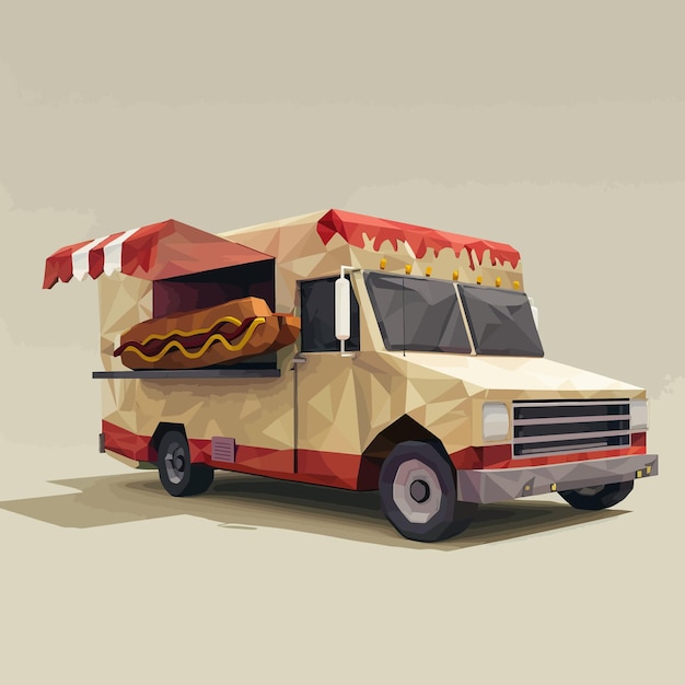 Vektor vector_low_poly_hot_dog_food_truck