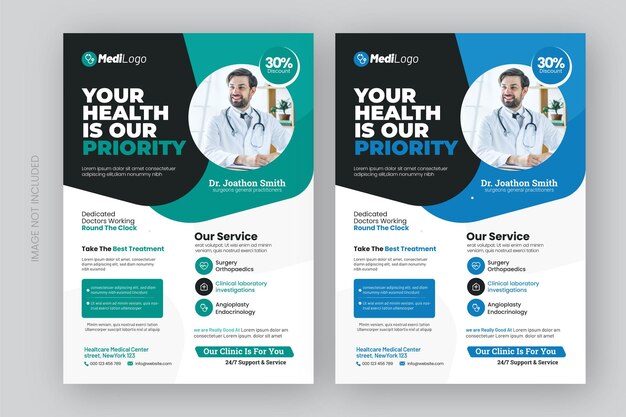 Vektor vector medical healthcare flyer-vorlage