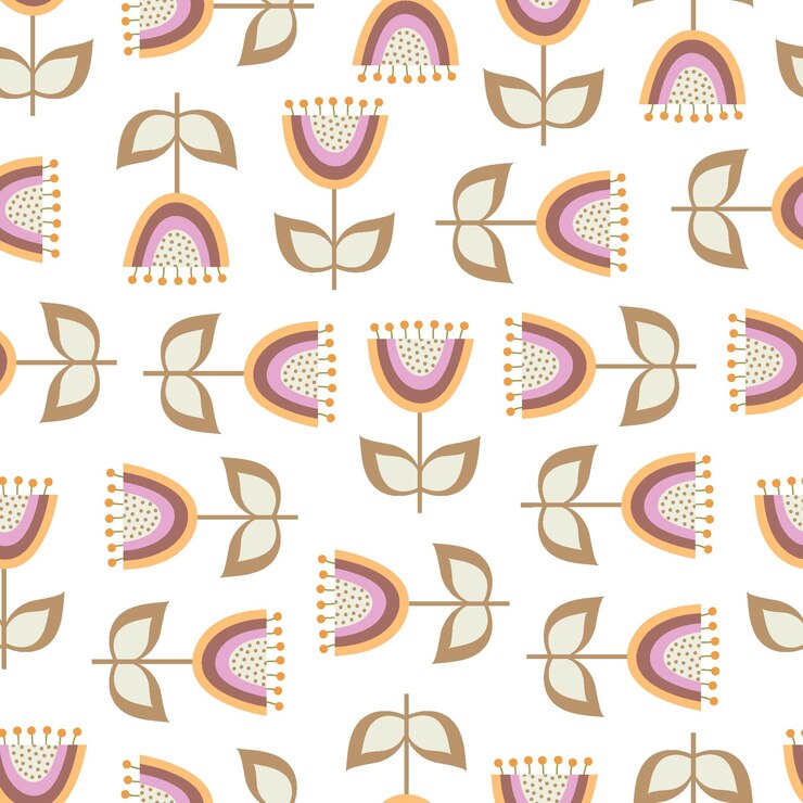 Vektor vector nahtloses muster von einfachen blumen des regenbogens. drucken sie im stil von wohnung, cartoon, doodle zum thema ostern, sommer, frühling, blumen