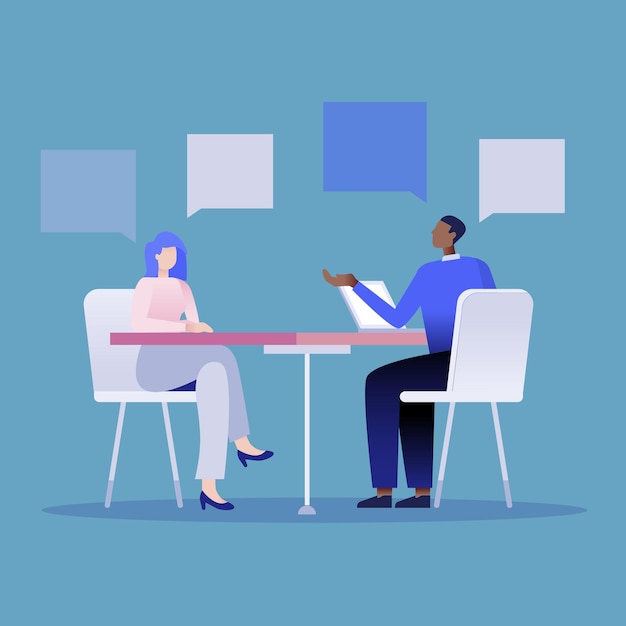Vector Office Interview Szenen und Illustrationen