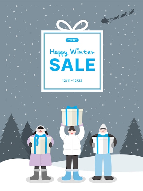 Vector popup-design-illustration für den winterverkauf