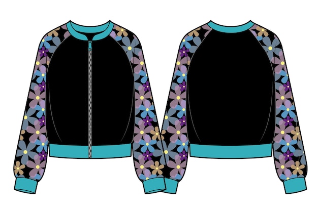 Vektor vector-raglan-bomber mit blumenmuster.